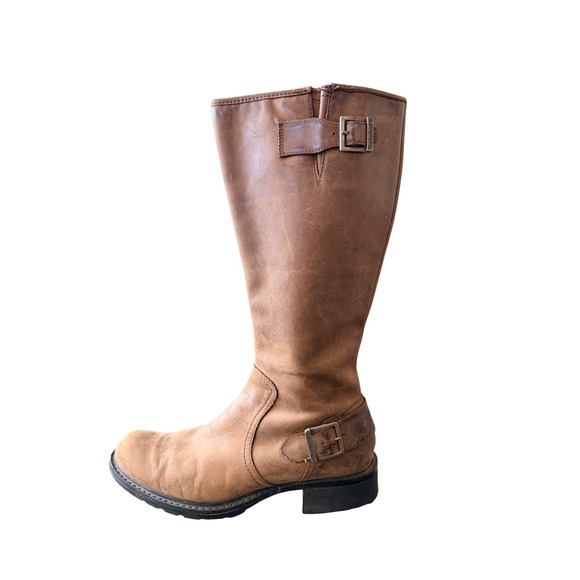 Timberland Shoes - Timberland Womens Tan Leather Tall Riding Boots Buckle Size 10M
